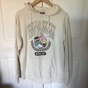 Hello Kitty & Friends Collegiate Characters Light Birch Hooded Sweatshirt L